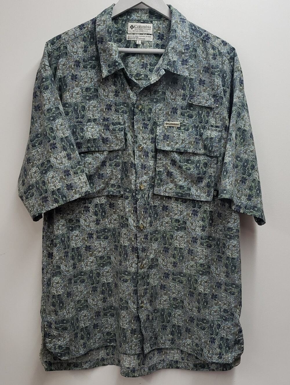 Vintage Columbia GRT Short-sleeve Button-down Shirt Men's Large Outdors